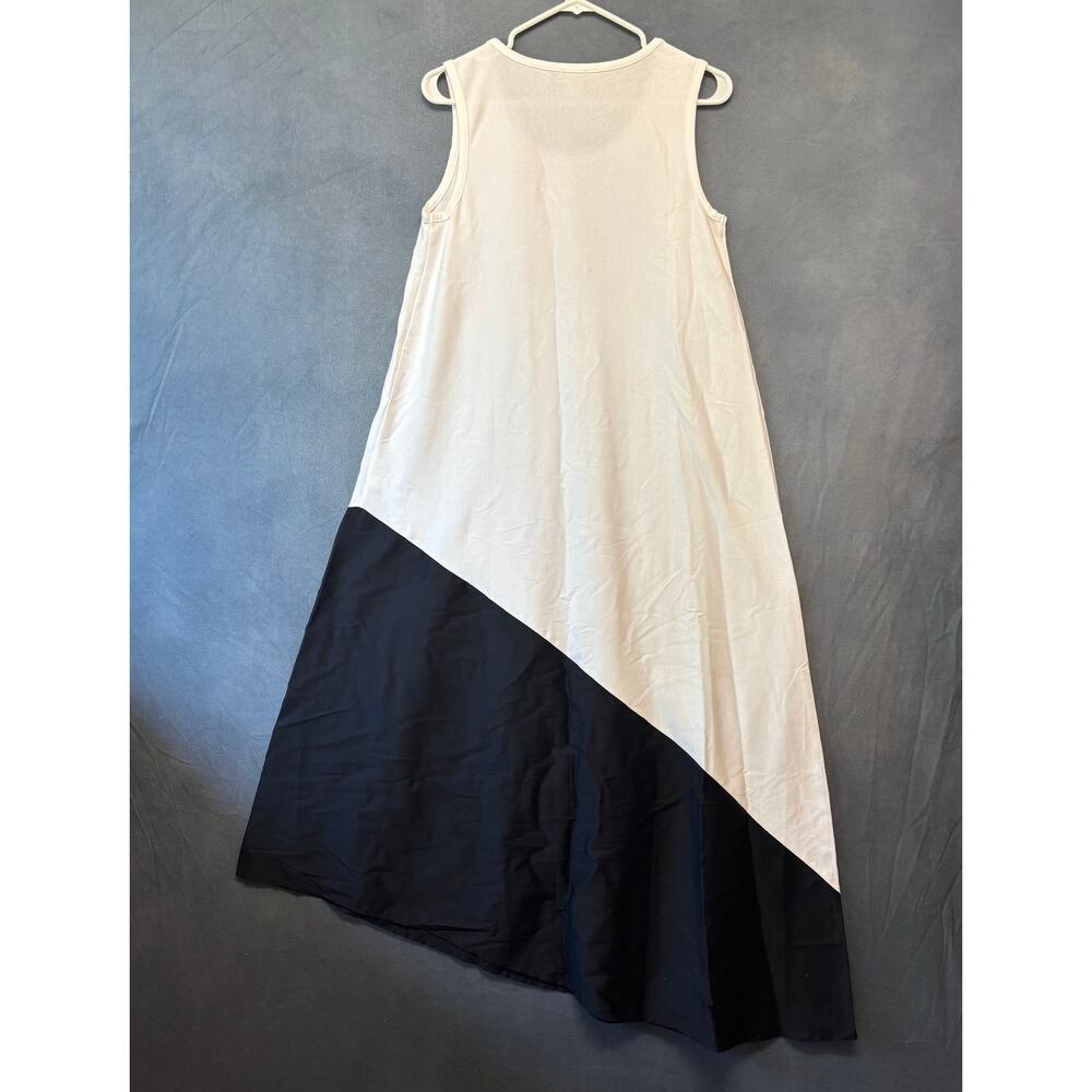 Chico’s Maxi Dress NWT Sz 1 White Black Colorblock Sleeveless Asymmetrical Fairy - Picture 2 of 10